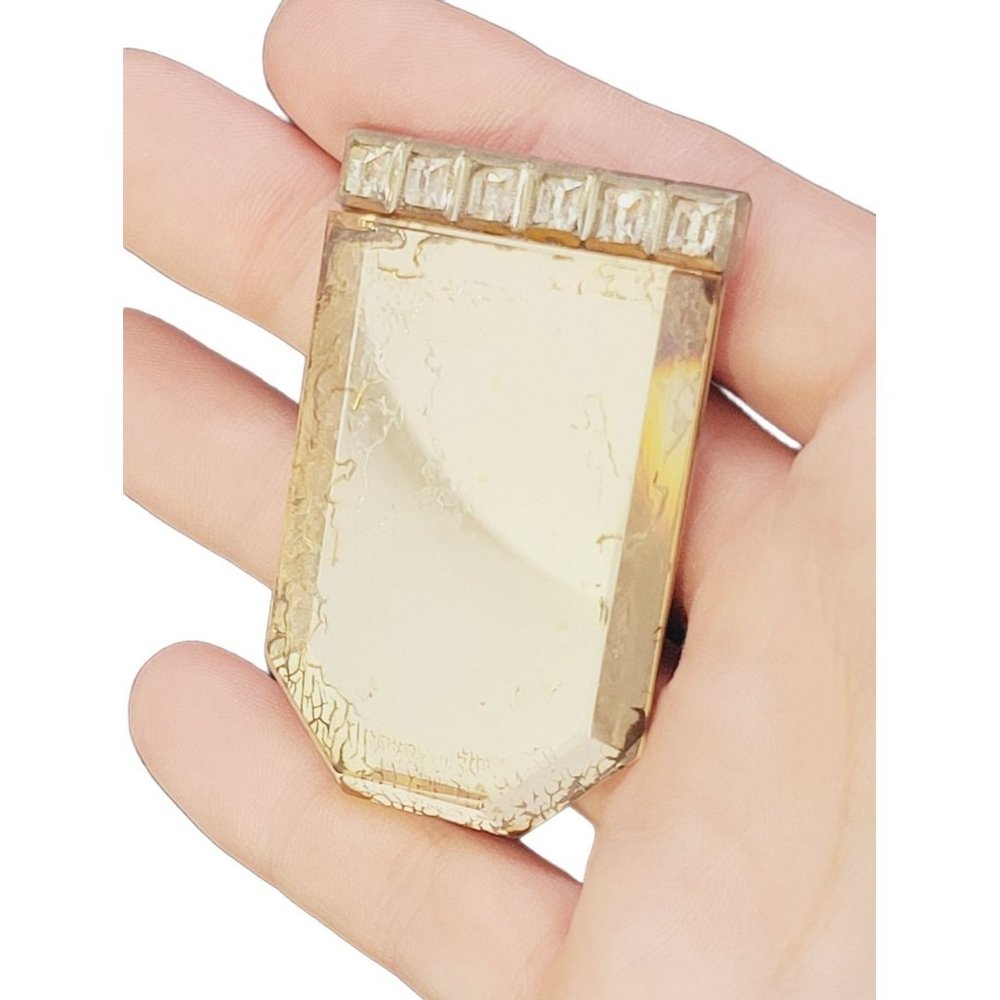 Antique Large Mirrored Rhinestone Crystal Dress Scarf Clip